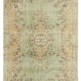 Tapis beige oriental ancien fait à la main 198 cm x 311 cm