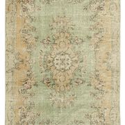 Tapis beige oriental ancien fait à la main 198 cm x 311 cm