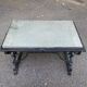 Table basse vintage fer forgé et marbre gris 80x50