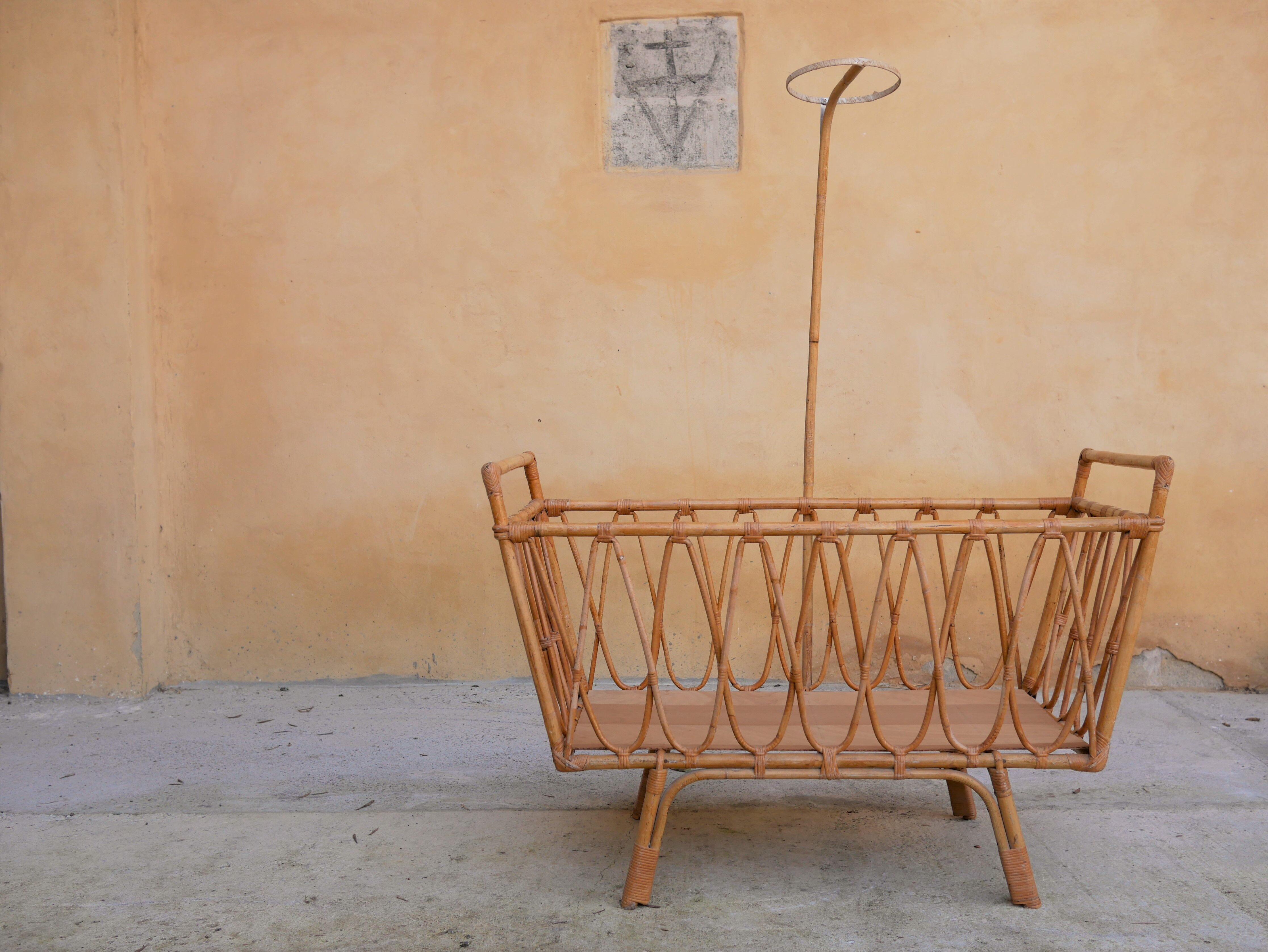 Vintage cradle rattan