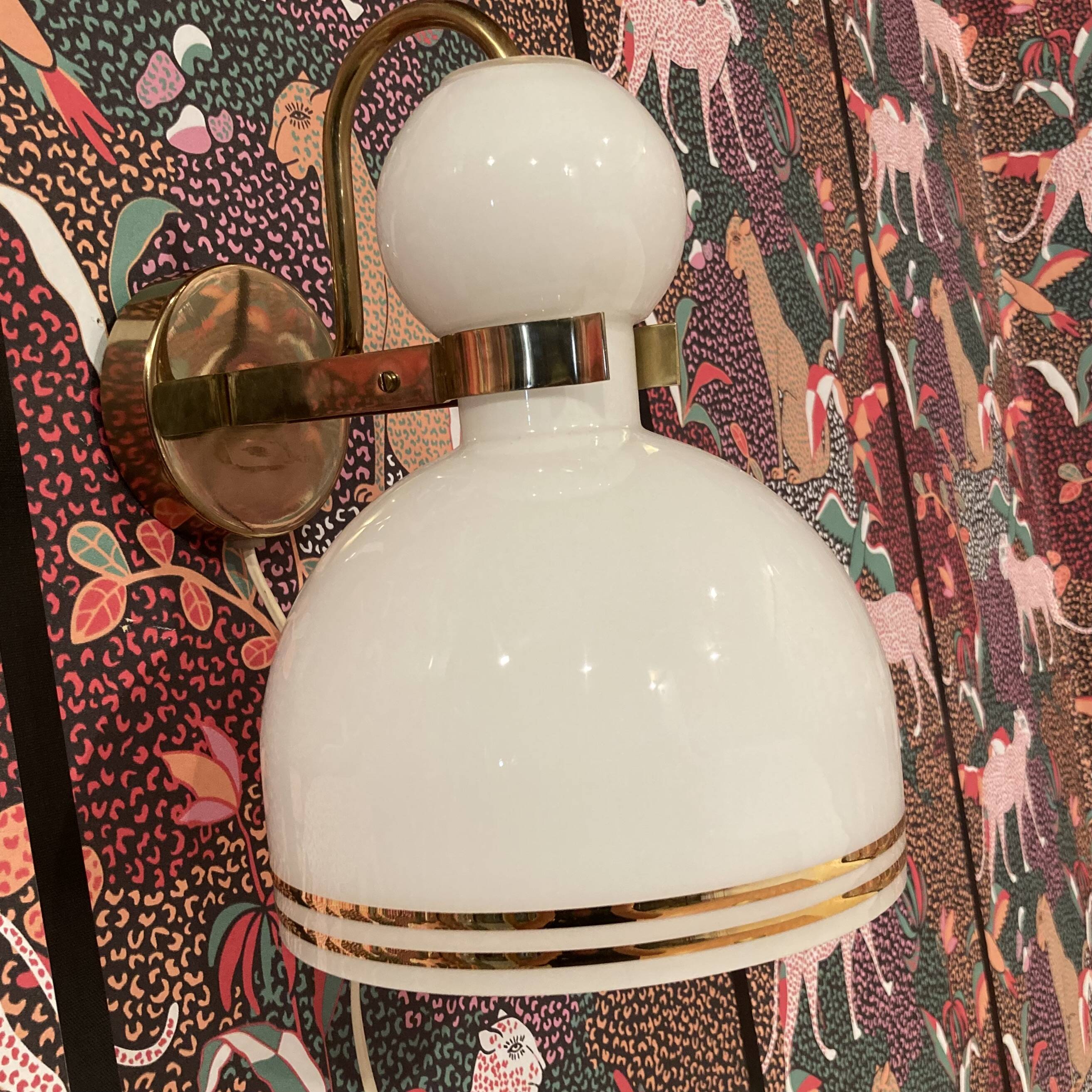 Grande applique verre et métal Design scandinave 1960.