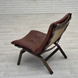 1970s, Danish loungechair by Farstrup, leather, canvas, bent wood.