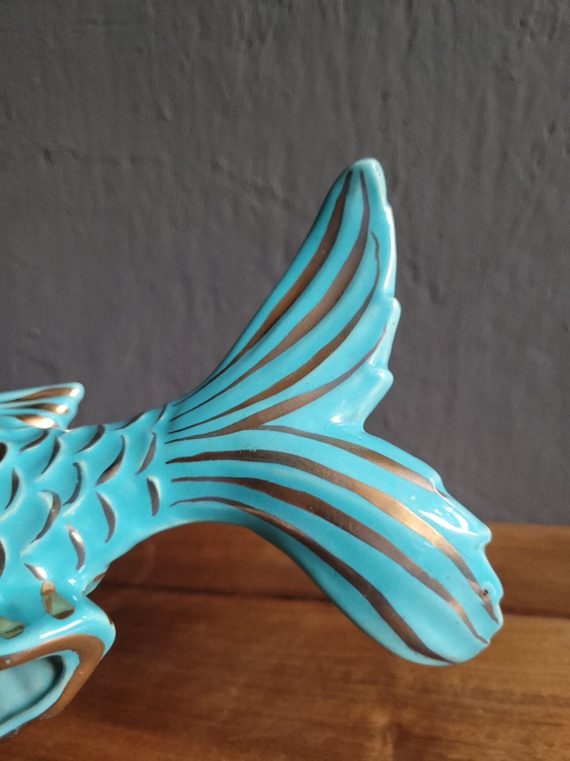 Fish Turquoise Vase 1950 Paby