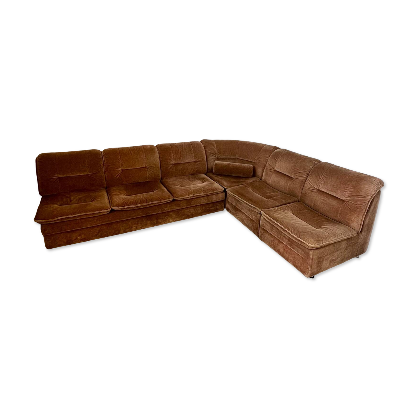 Old vintage modular corner sofa in designer velvet from the 70s/80s 4 elements