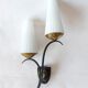 Wall lamp in black metal and gilded brass 1960 with two lights.