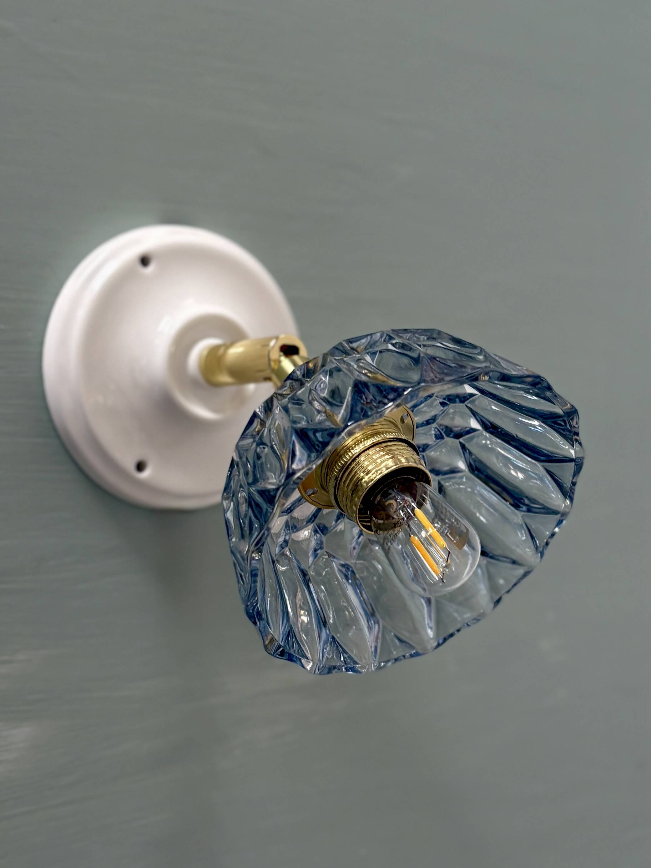 Vintage blue-tinted glass lampshade - tableware collection