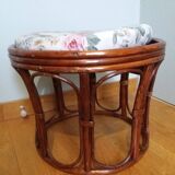 Wicker pouf with cushion