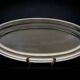 Large oval silver-plated metal serving platter with gadrooned edge – hallmarked