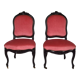 Napoleon III chairs in blackened wood and pink velvet, France, circa 1870.