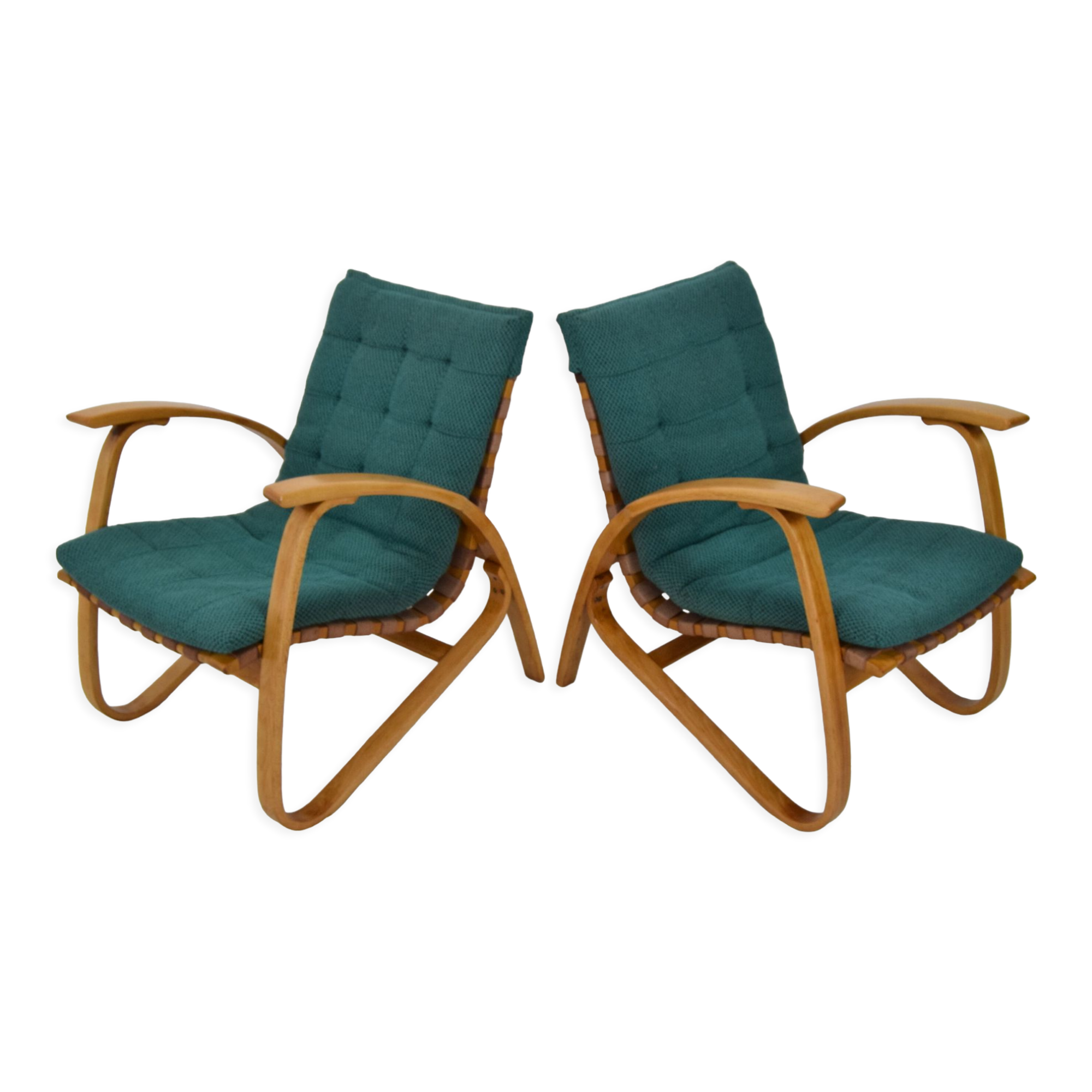 Pair of Bent Beechwood Armchairs,Design Jan Vaněk,1930's.
