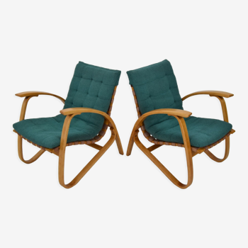 Paire de fauteuils en bois de hêtre courbé, design Jan Vaněk, années 1930.