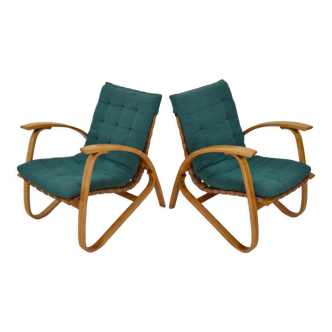 Pair of Bent Beechwood Armchairs,Design Jan Vaněk,1930's.