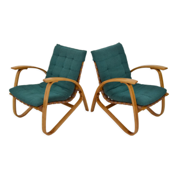 Paire de fauteuils en bois de hêtre courbé, design Jan Vaněk, années 1930.