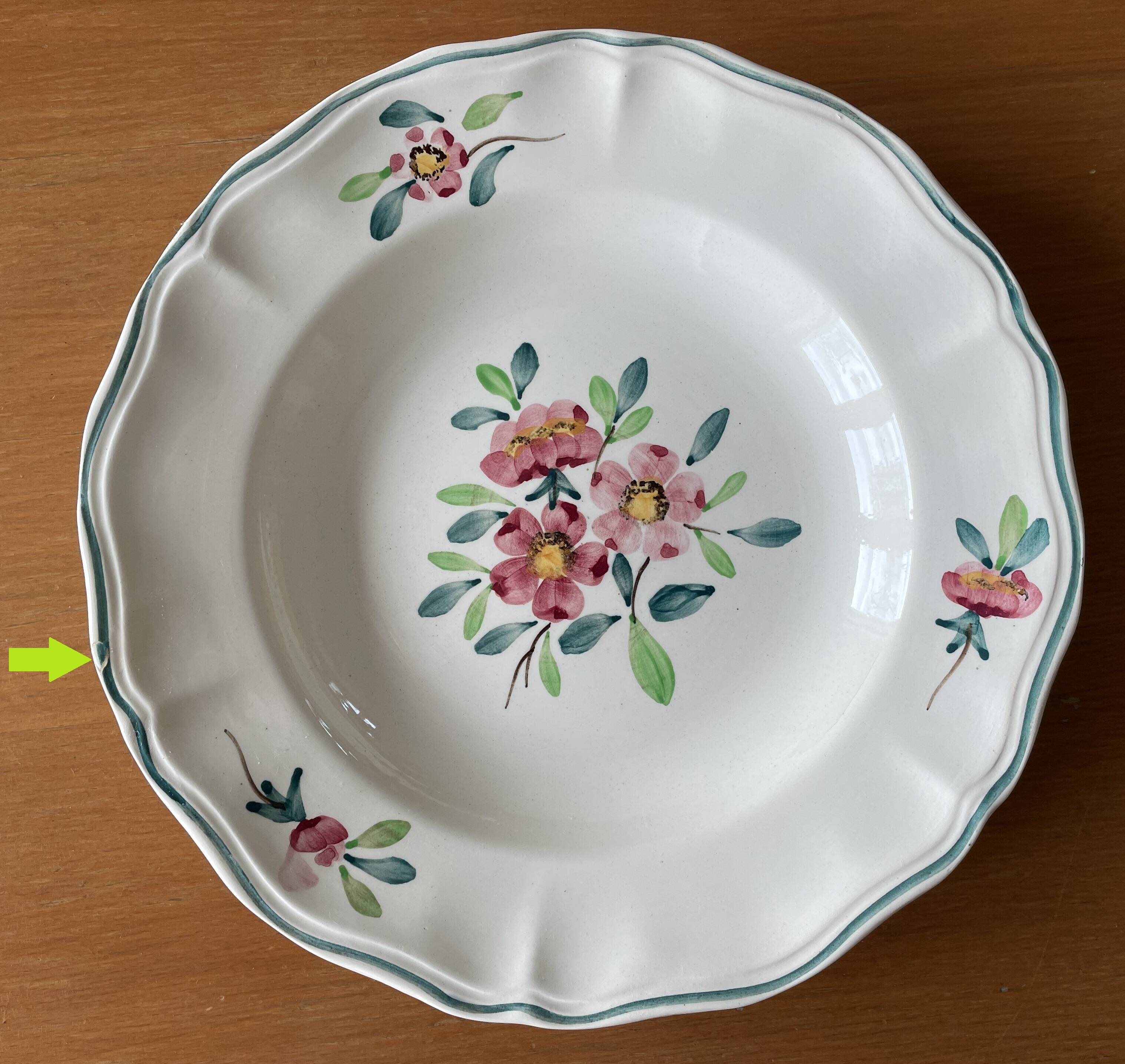 7 large antique deep plates in Sarreguemines earthenware