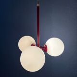 Lustre en verre opalin rouge du milieu du siècle