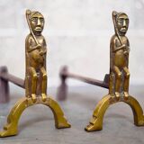 Paire de chenets en bronze Anton Prinner 1930
