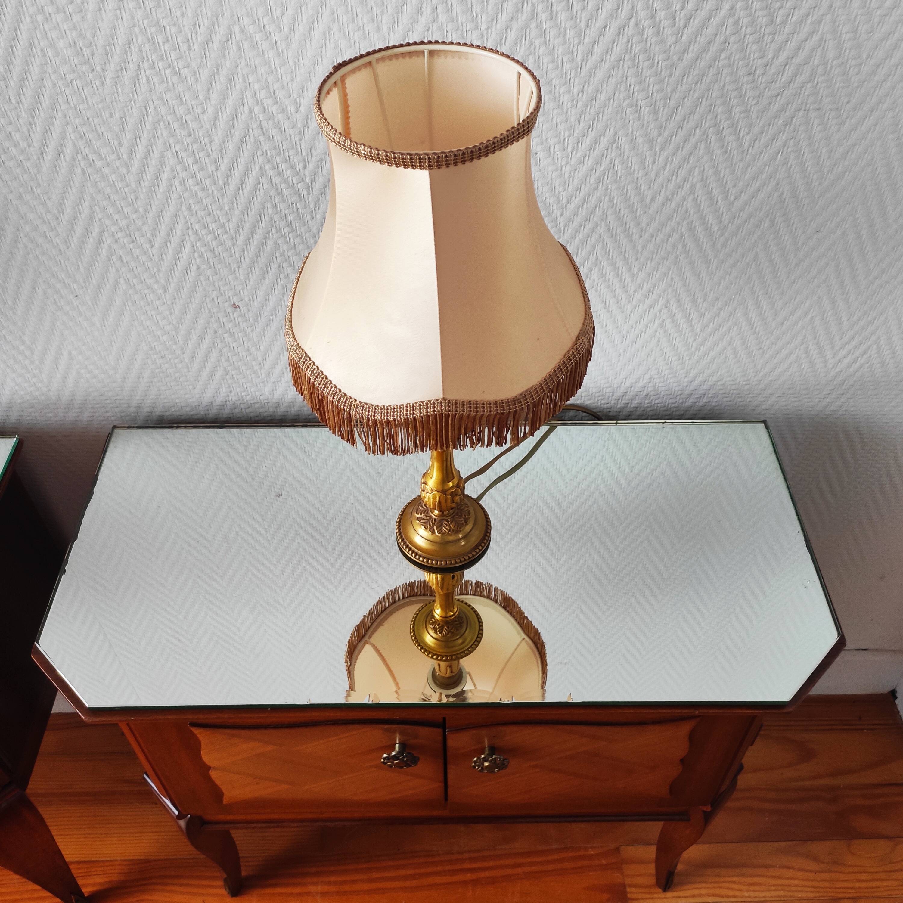 Pair of Art Deco bedside tables, mirrored top.