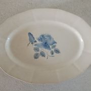 Plat terre de fer Digoin Rose bleue