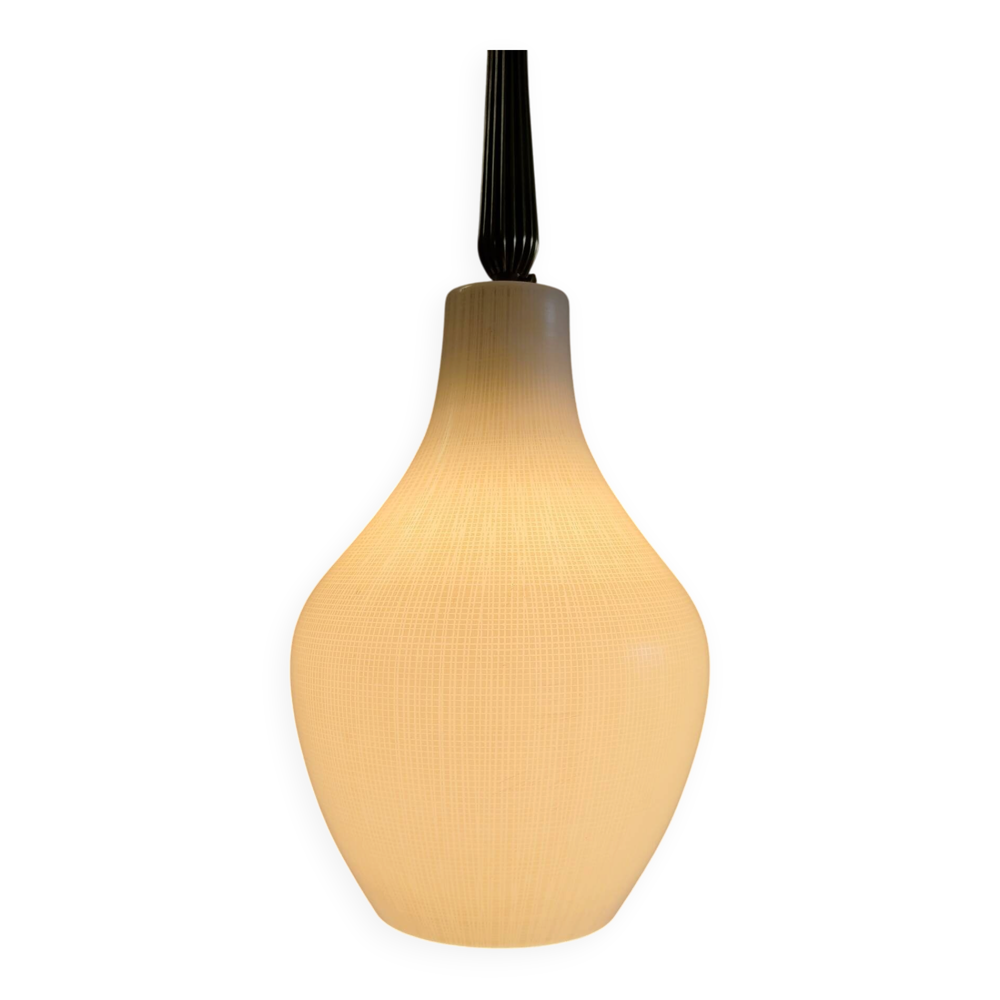 Scandinavian suspension design in white glass and brass - 1950s/60s