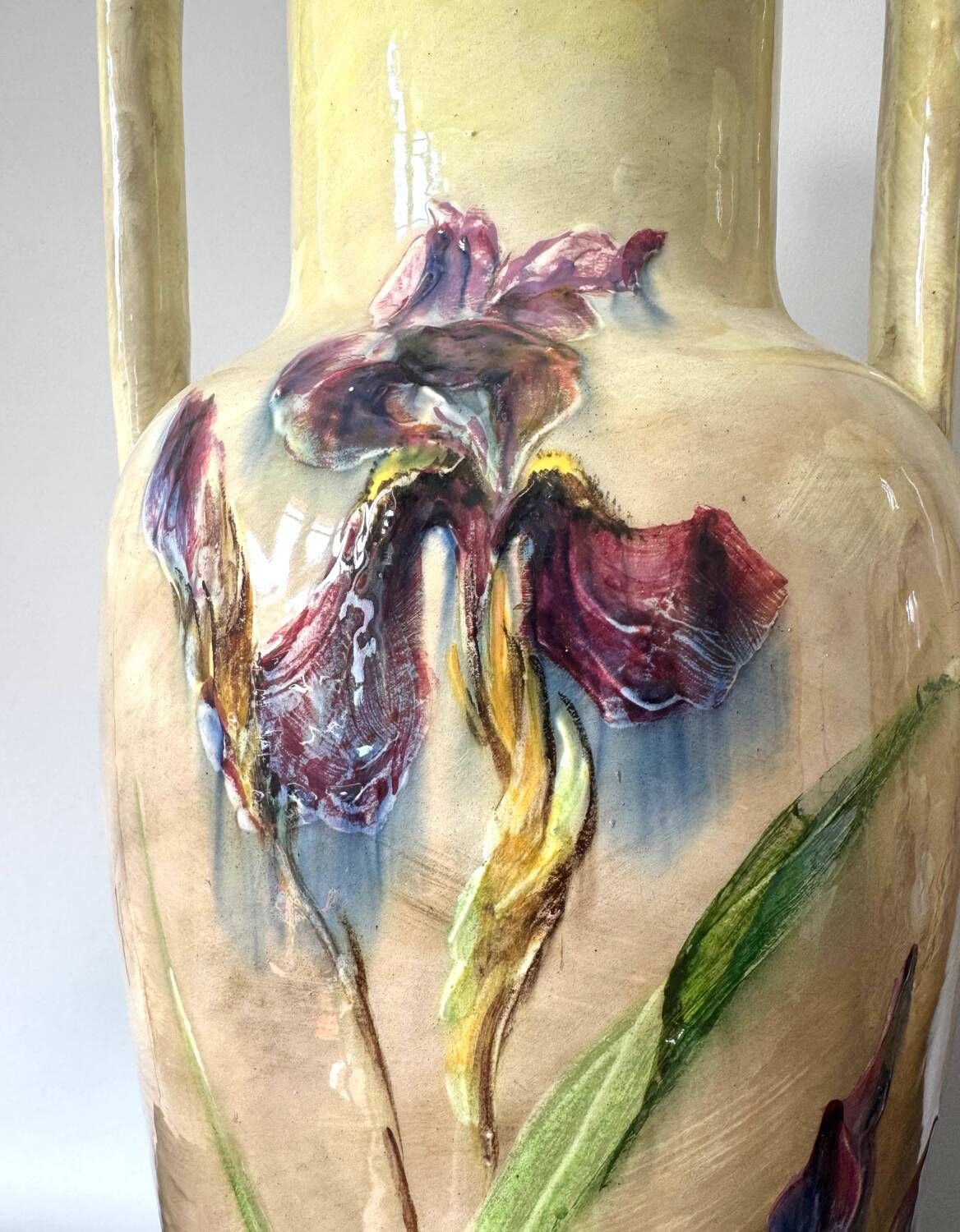 Pair of majestic Art Nouveau Vallauris vases by P. Perret
