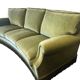 Canapé/fauteuil trois places vintage vert olive à franges