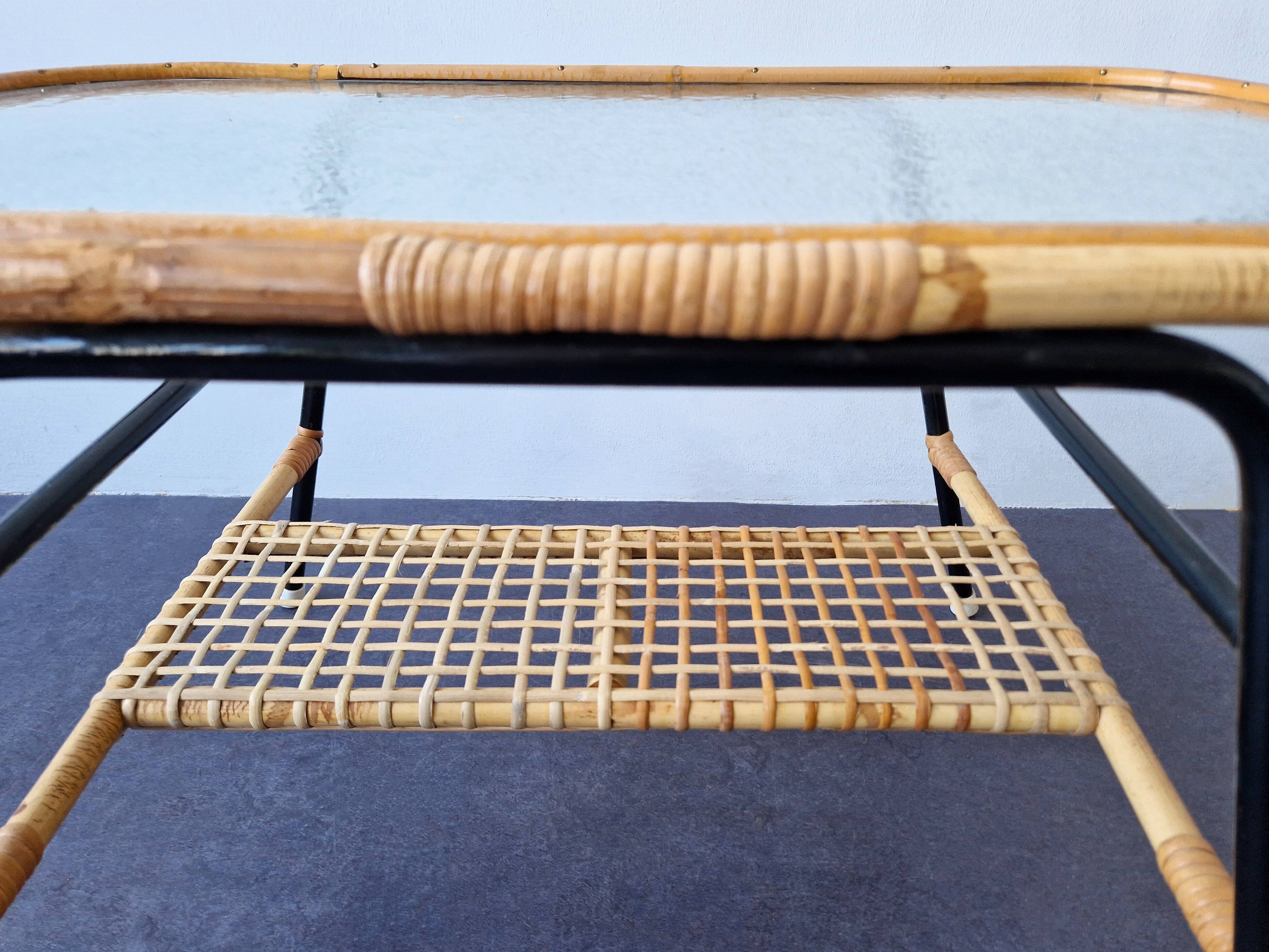 Rattan coffee table by Dirk van Sliedregt for Gebr. Jonkers, The Netherlands 1950's