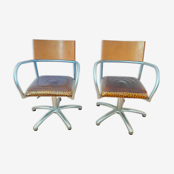 Pair of 1980 high-rise armchairs