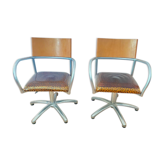 Pair of 1980 high-rise armchairs