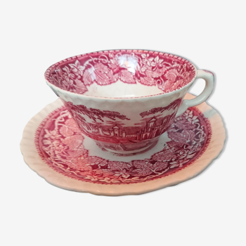 Tea cup and English earthenware saucer