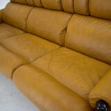 1960s Three-Seat Leather Sofa, Czechoslovakia