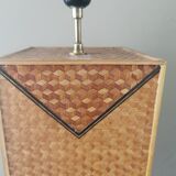 Vintage straw marquetry lamp