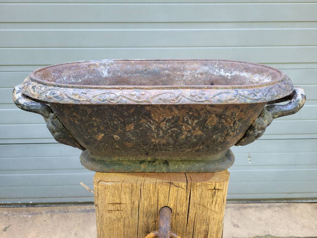 Antique cast iron flower planter jardiniere