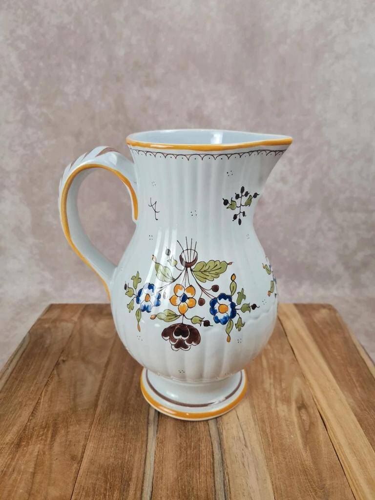 Large jug / earthenware carafe – Moustiers decoration – handmade Yf