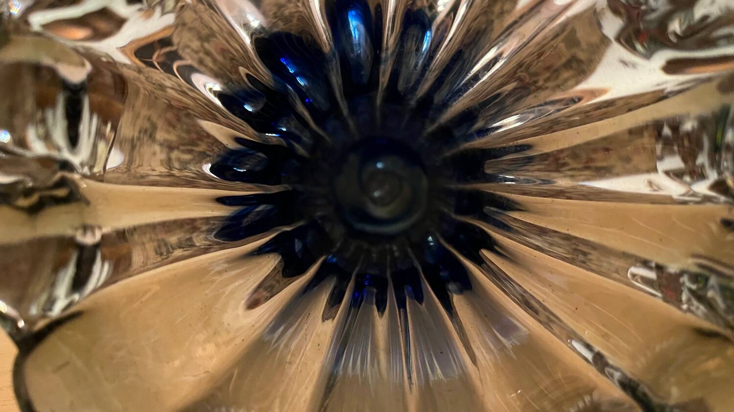 Large vintage blue glass vase