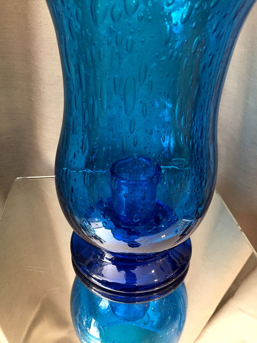 Turquoise blue bubble glass candle holder photophore