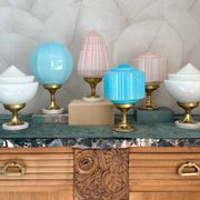 Art Deco lamp from the 1930s in turquoise opaline.