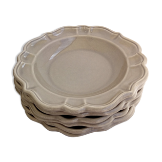 Lot de 6 assiettes faïence grise made in France