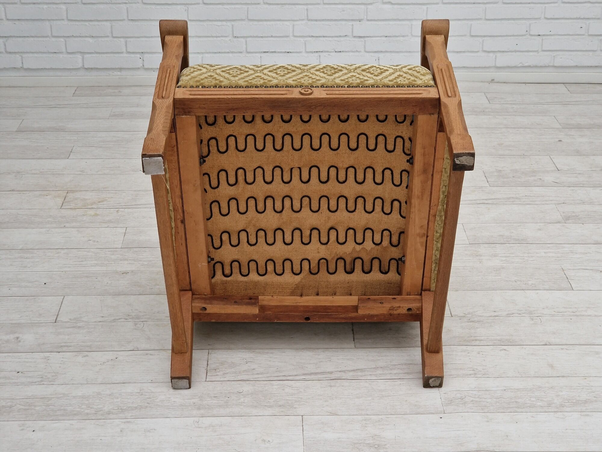 1960s, Danish design, lounge chair, furniture fabric, oak wood