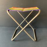 Vintage folding beach stool, stripe, nylon, 1960
