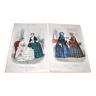 Lot de 2 gravures de mode Belle Epoque "Modes Vraies - Musée des familles" 1890 fin XIXe s.