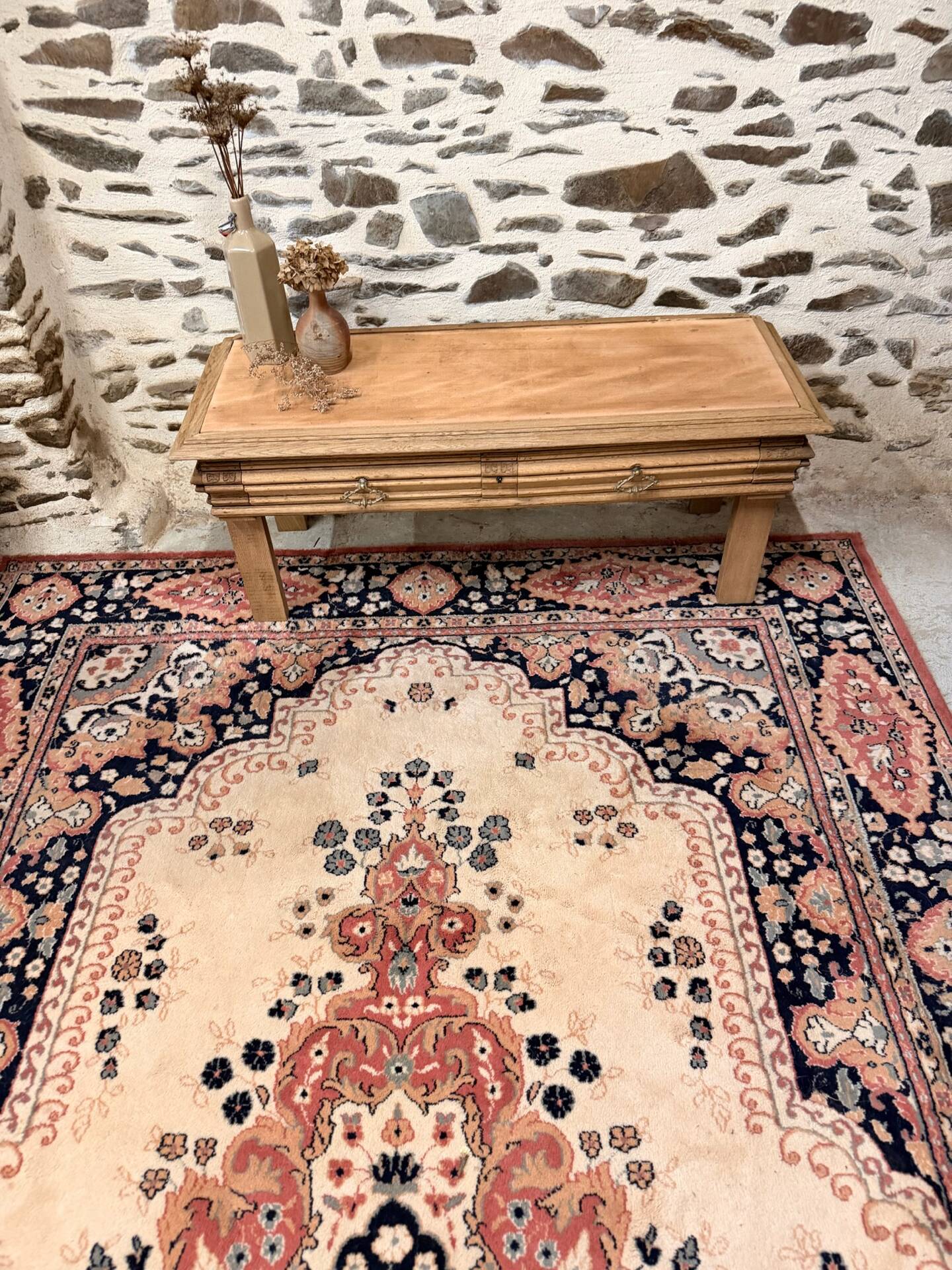 Nice vintage low wooden furniture.