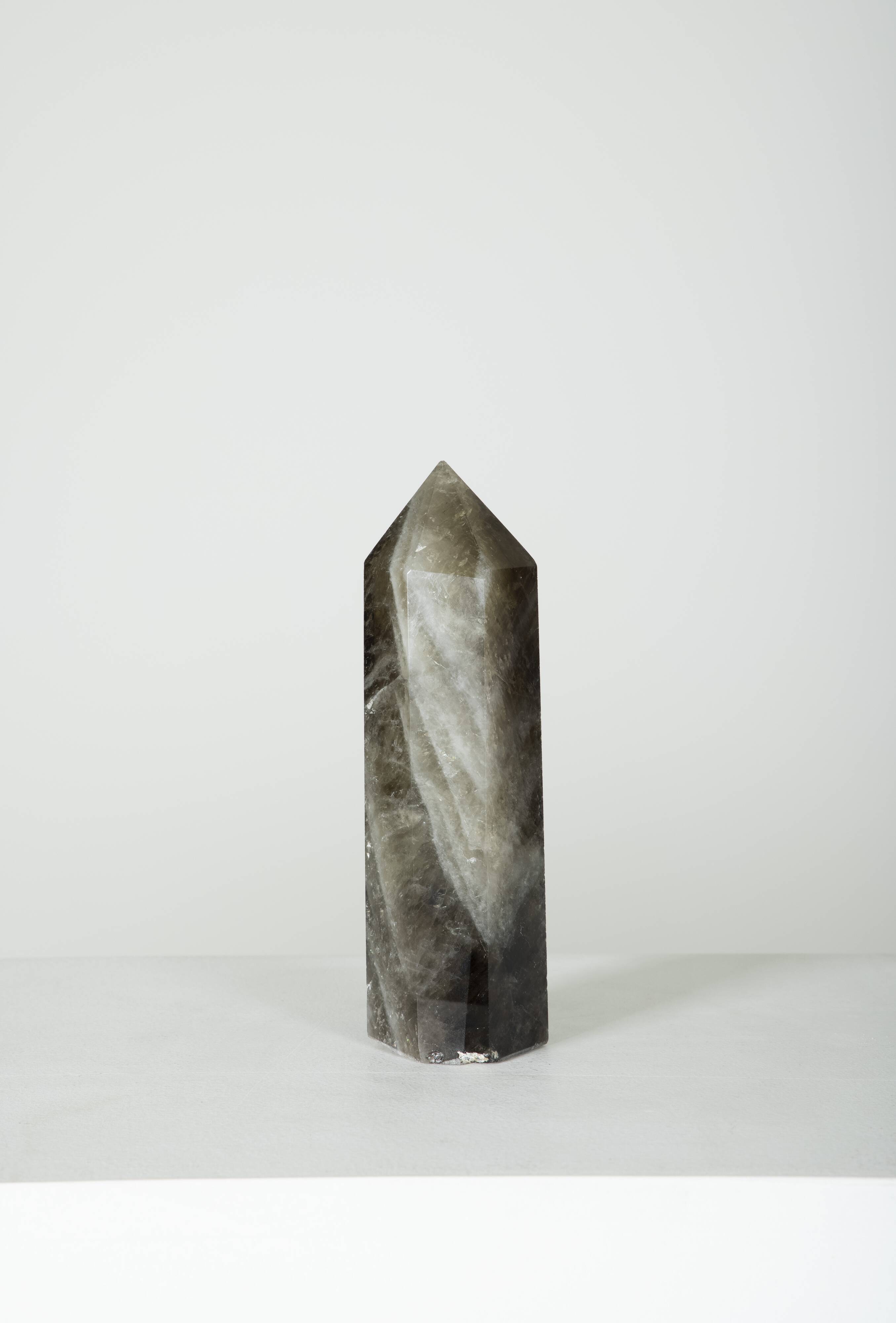 Smoky rock crystal obelisk