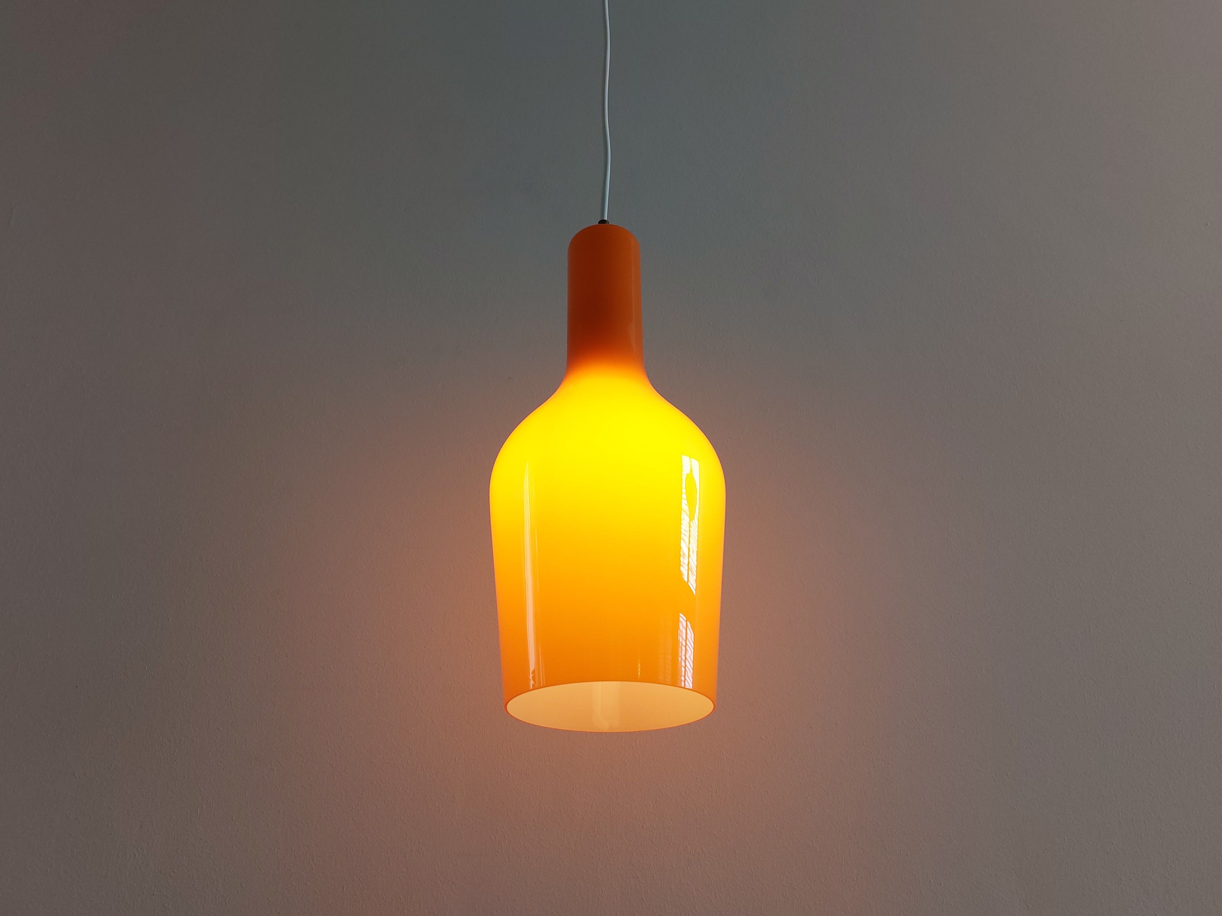Orange Murano glass pendant lamp by Gino Vistosi for Vistosi, Italy 1960's