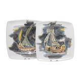 Lot 2 assiettes guy trevoux voilier bateau vaisseau guerre
