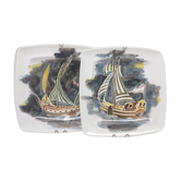 Lot 2 assiettes guy trevoux voilier bateau vaisseau guerre