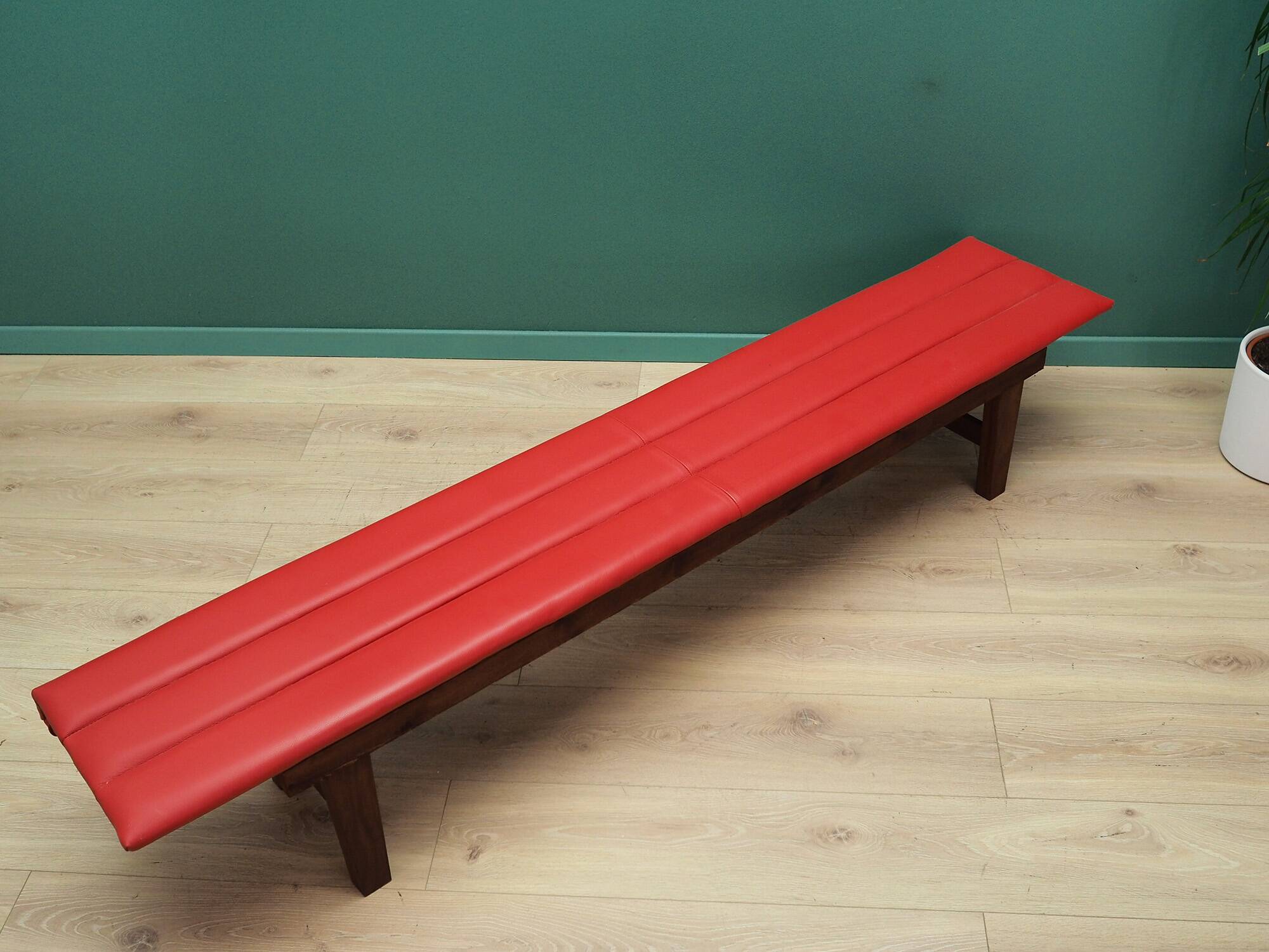 Red eco leather bench, Danish design, 1990s, production: Denmark