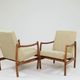 Pair of Scandinavian modern longue chairs green nebula 1970s