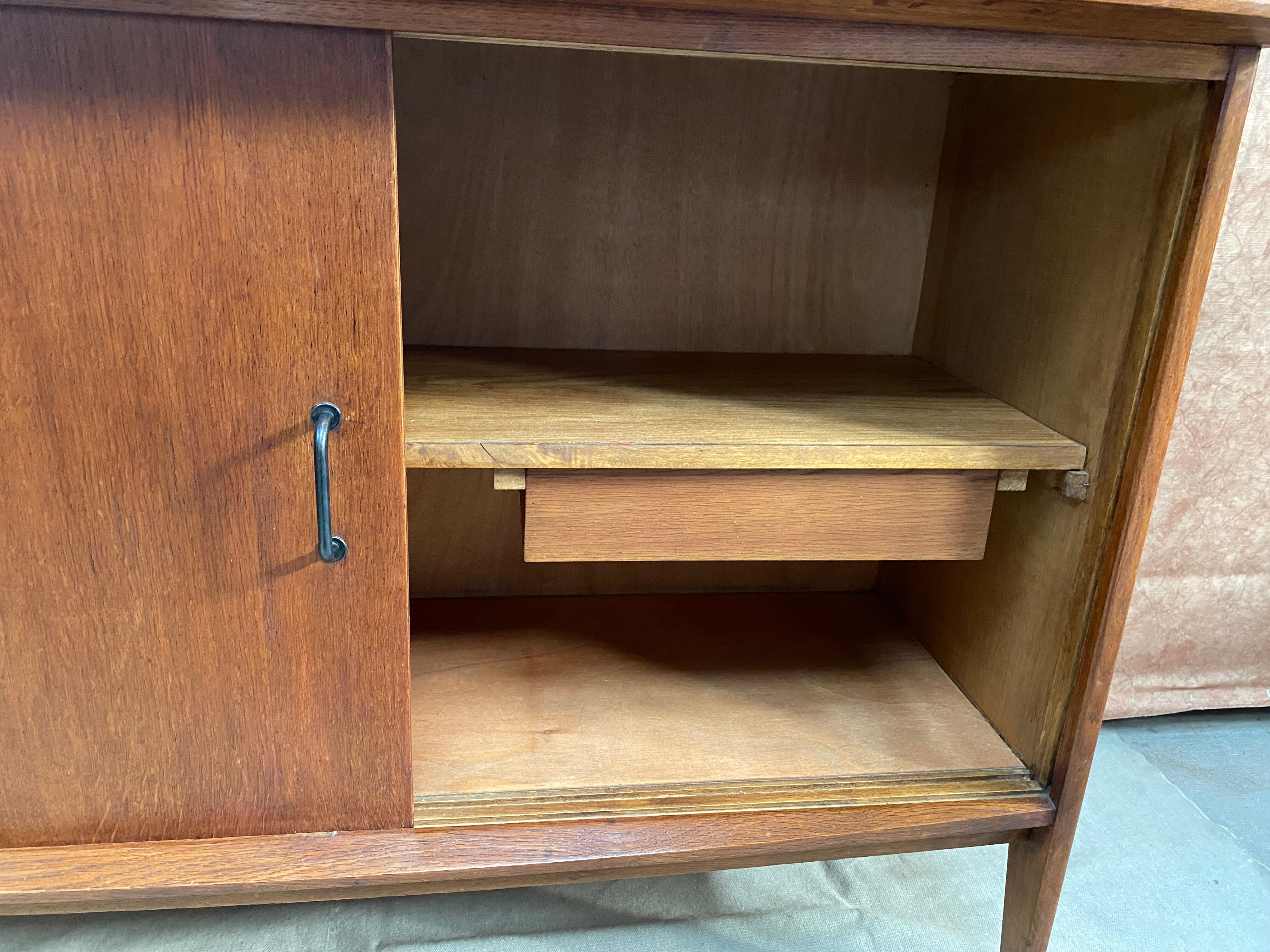 Low sideboard with two sliding doors, vintage 1950