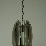 Lustre italien du milieu du siècle en verre fumé et épais transparent par Veca. Italie années 1960