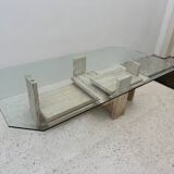 Brutalist travertine coffee table, 1970s